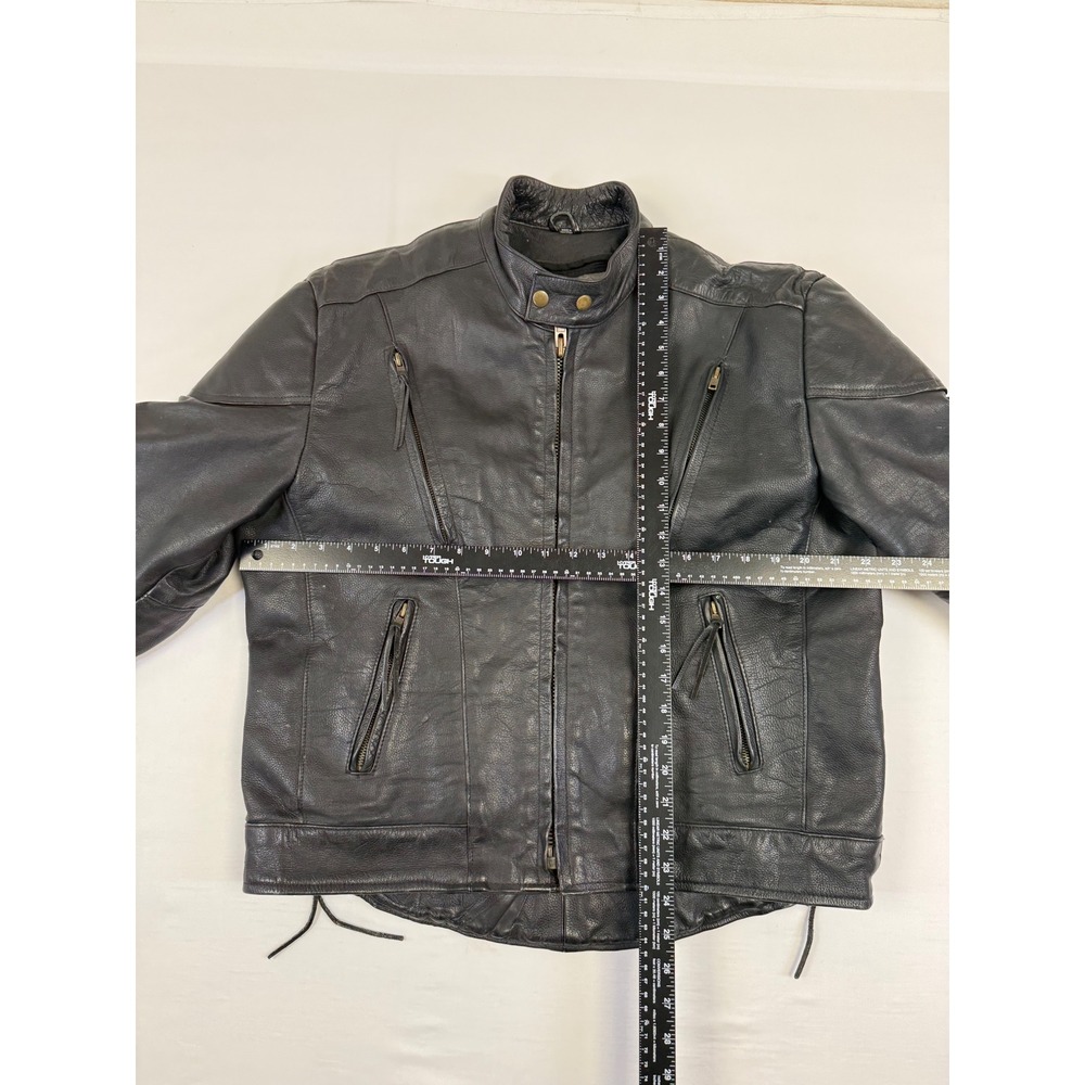 Leather King Black Hills Mens Black Leather Motorcycle Jacket Thinsulate Size 44 - Picture 6 of 15